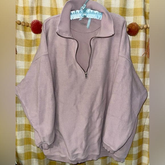 aerie Tops - Aerie L Large oversized ribbed 1/4 zip pullover EUC
